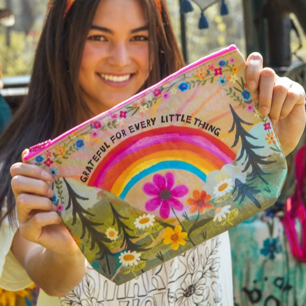 NEW grateful for every little thing pouch/make up bag Natural Life